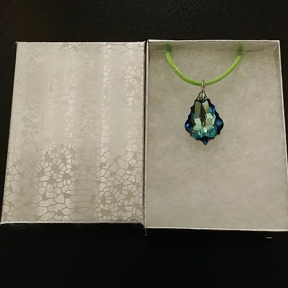 Marine Blue Crystal Pear Necklace - Picture 8 of 8